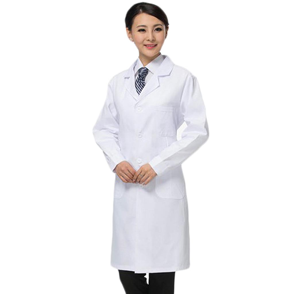 Lab Coat Medical - Long Sleeve Uniform Woman Cotton Hospital